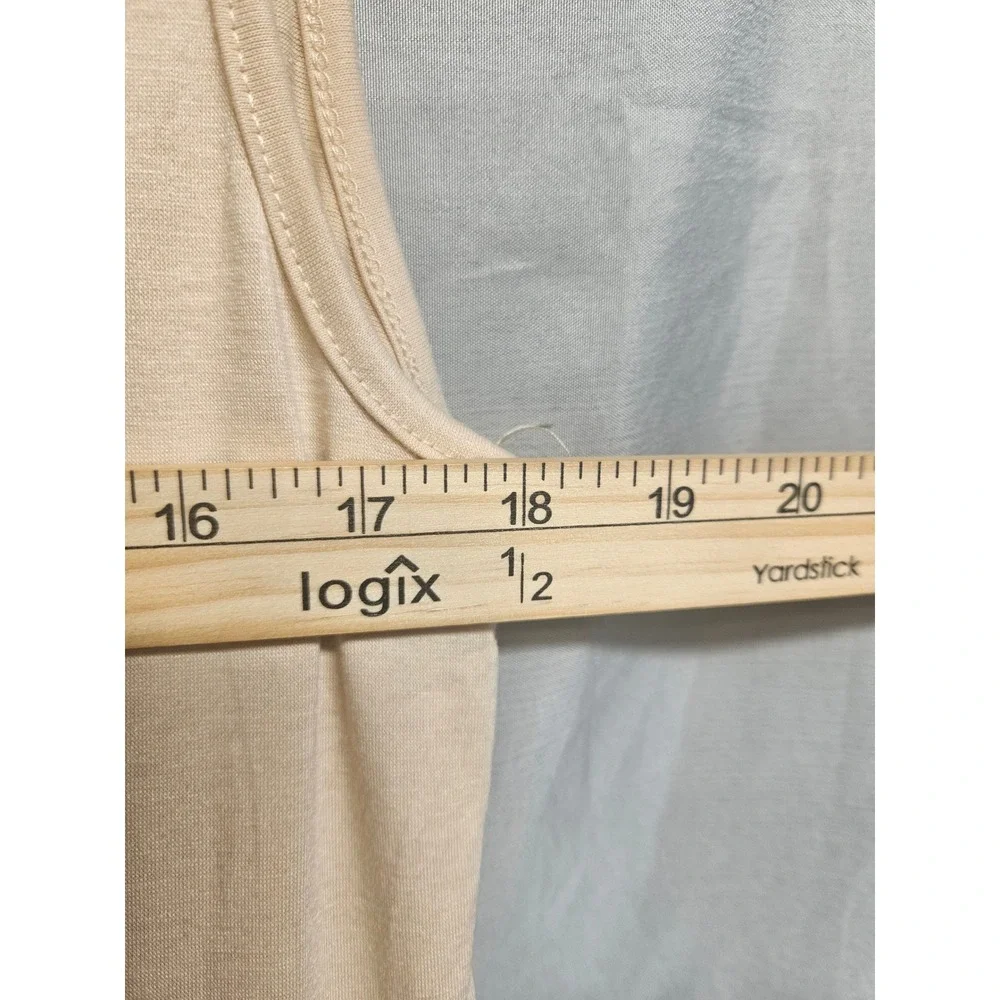 ZESICA Womens Tan Beige Tiered Sleeveless Scoop Neck Midi Dress with Pockets S